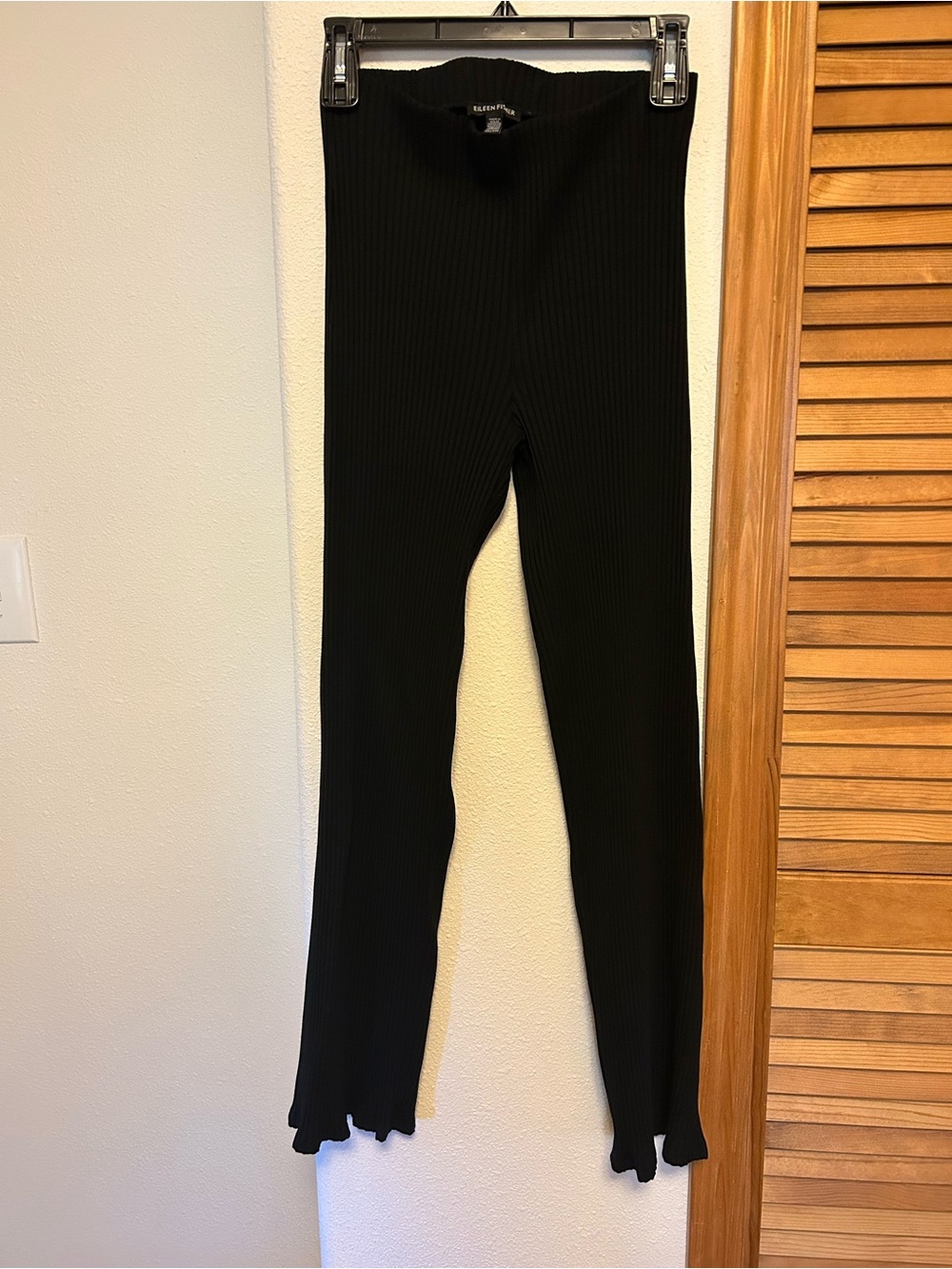 Eileen Fisher Black Ribbed Pull-on Tencel Pants size XXS
